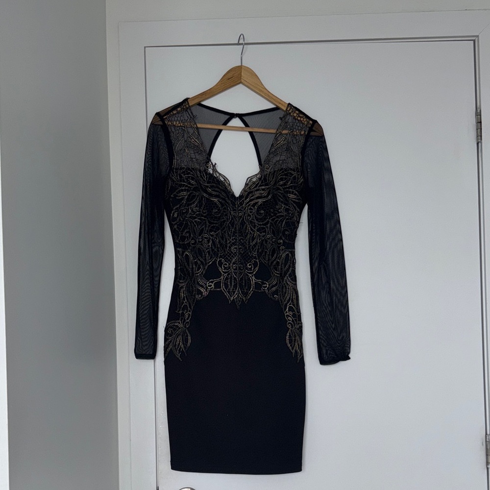 Lipsy Black Dress with Gold Detailing